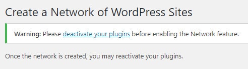 Wordpress multisite hosting by cloudways - deactivate plugins notice