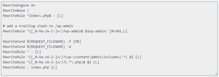 Code for. Htaccess file