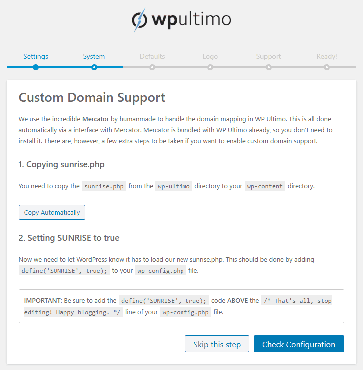 WP Ultimo WordPress plugin - custom domain support